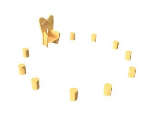 chaise de lecture + 10 tabourets en robinier