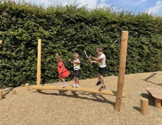 parcours zoo - poutre d'equilibre rhinoceros en robinier - 4/15 ans