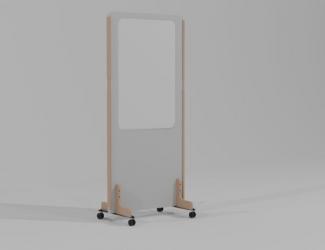cloison mobile acoustique avec tableau blanc enzo 24mm 170x80 galet plein