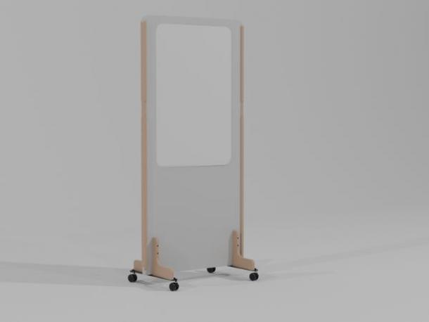 cloison mobile acoustique avec tableau blanc enzo 24mm 170x80 galet plein