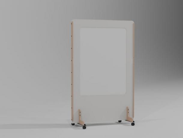 cloison mobile acoustique avec tableau blanc enzo 24mm 170x120 galet plein