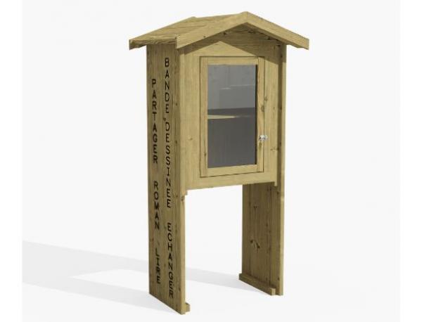 boite a livres gravee en pin modele 1