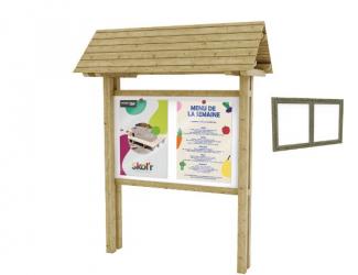 panneau d'information l100 en pin avec toit + vitrine