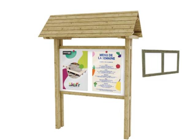 panneau d?information l160 en pin avec toit + vitrine