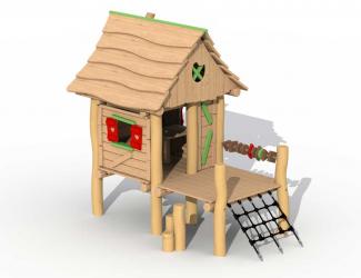 cabane du bucheron avec terrasse en robinier - sur platines - 2/6 ans