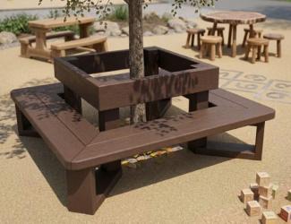 banc escapade carre avec dossier plastique recycle - maternelle