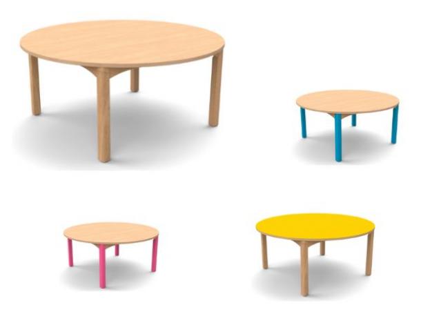 table titi ronde ø 120 cm - 5 hauteurs de plateau