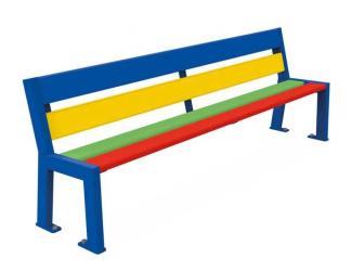 banc arc en ciel - 4 lames - maternelle