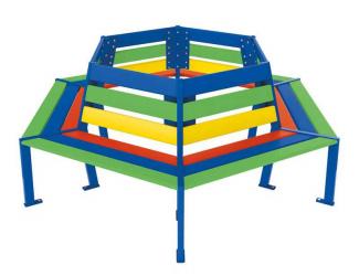 banc contour d'arbre maternelle arc en ciel