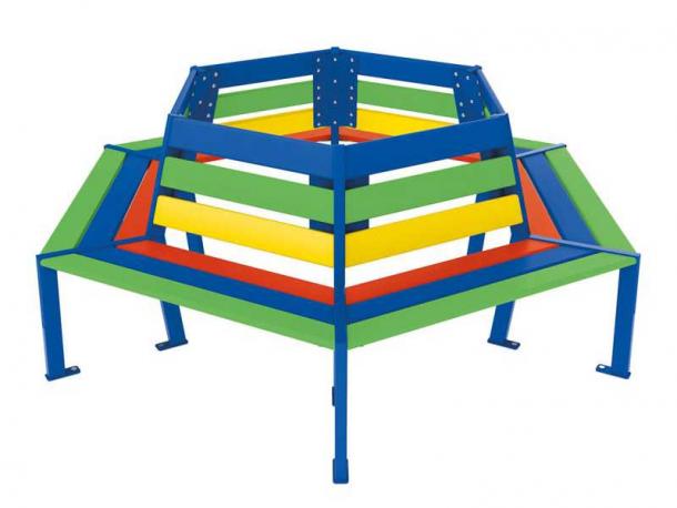 banc contour d'arbre arc en ciel - maternelle