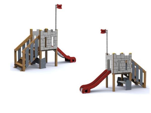 tourelle toboggan chateau - glissiere inox - 1/6 ans