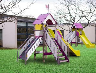 structure chatelet gris/prune - bois - 2/10 ans