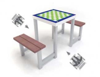 table plateau de jeu - jeu de l'oie - 4 places : 2 banquettes et 2 acces pmr