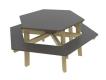 TABLE BANQUETTE HEXAGONALE CHOCO - 6 PL - MATERNELLE