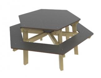 table banquette hexagonale choco - 6 pl - maternelle
