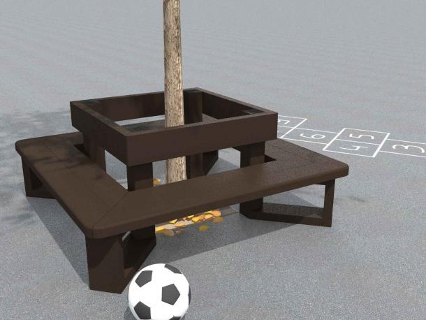 banc escapade carre avec dossier plastique recycle - maternelle