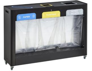 meuble de tri selectif trimouv mobile 3 x 110l - vigipirate - gris