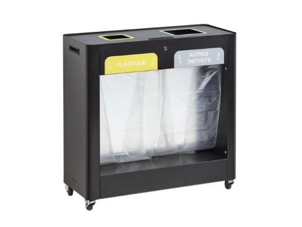 meuble de tri selectif trimouv mobile 2 x 110l - vigipirate - gris