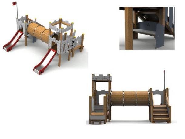 structure chateau 2 toboggans - 1/6 ans